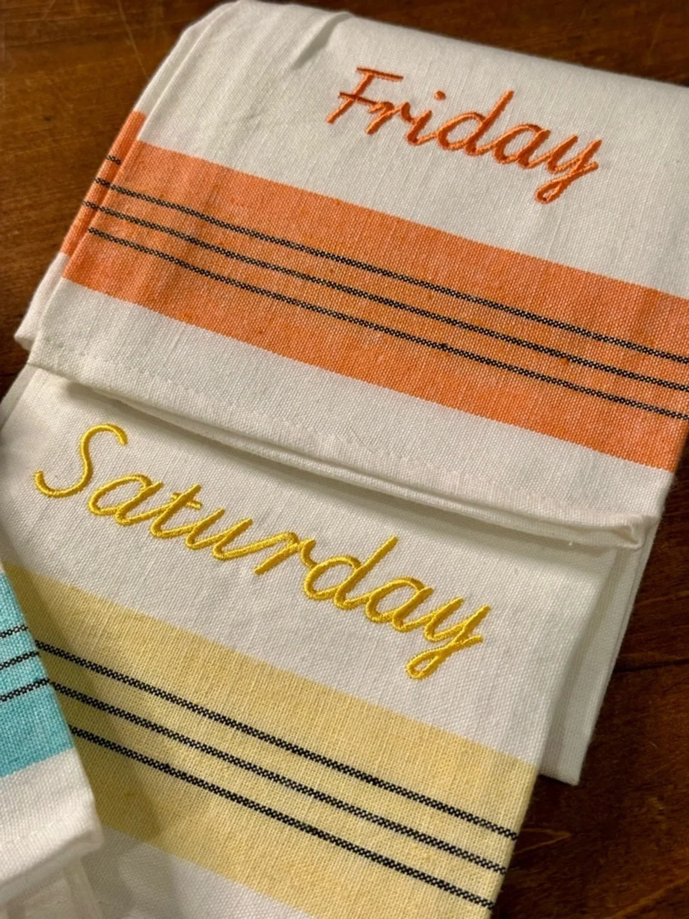 Martha Stewart 5 Days of the Week Embroidered Cotton Kitchen Towels Multi Color